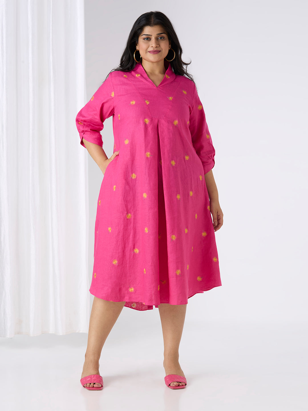 pink linen dress plus size Pink Linen dress, Bridesmaid dress, Wedding guest dress, plus size linen, Boho dress