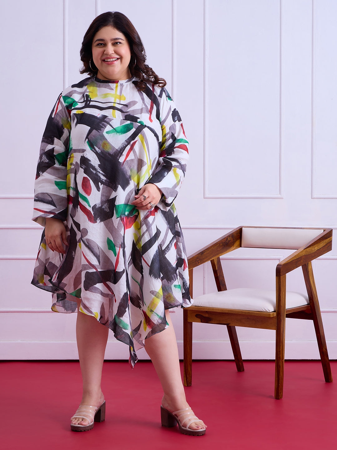 Ziva Abstract Linen Dress