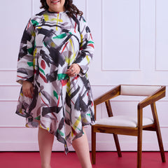 Ziva Abstract Linen Dress