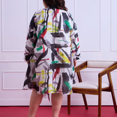 Ziva Abstract Linen Dress
