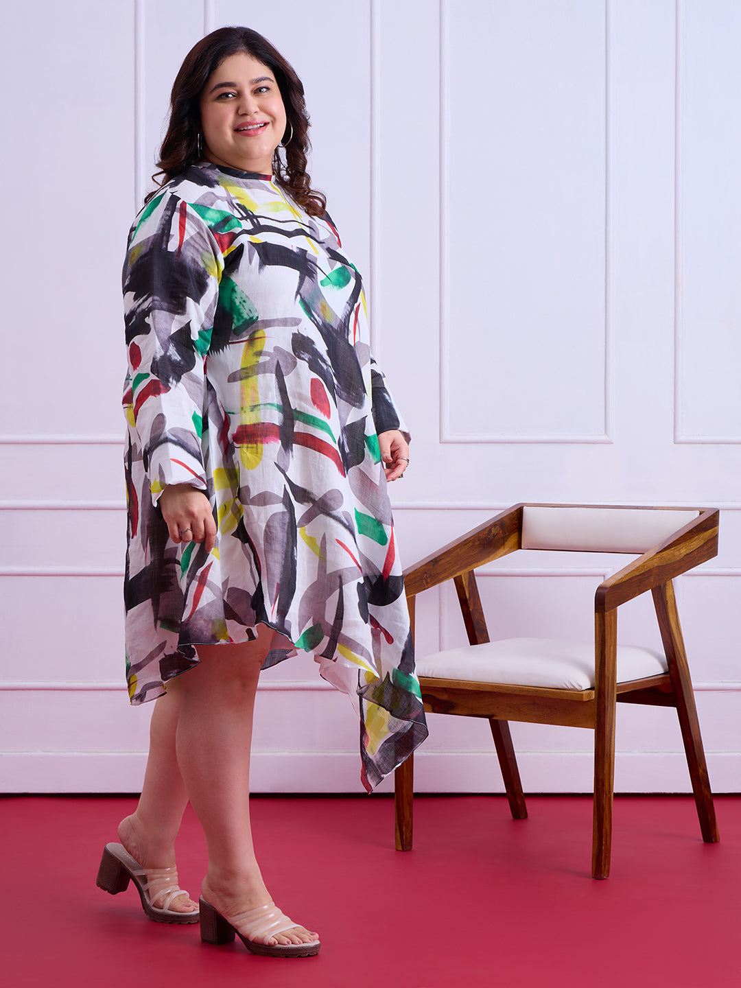 Ziva Abstract Linen Dress