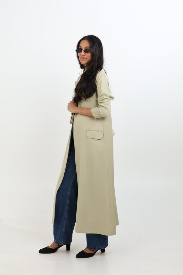 FAY LONG BLAZER - MUDDY GREEN