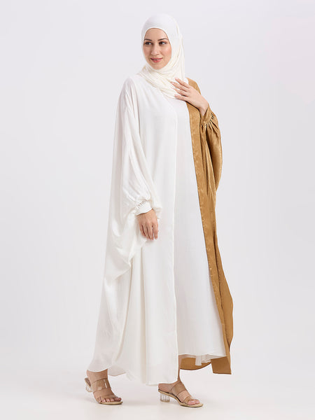 ELAF DUAL TONE ABAYA - GOLD & IVORY
