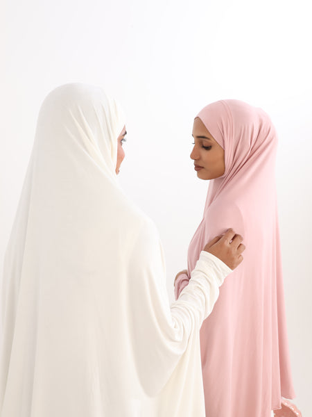 NAMAZ CHADAR SHORT WITH SLEEVES - WHITE