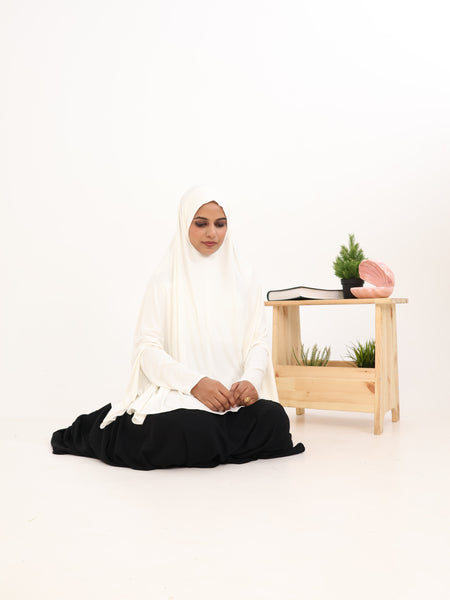 NAMAZ CHADAR SHORT WITH SLEEVES - WHITE