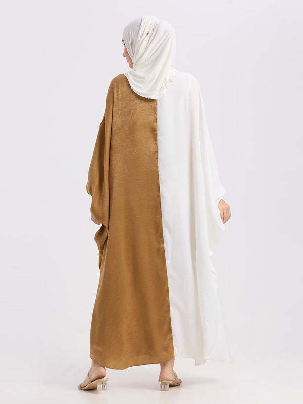 ELAF DUAL TONE ABAYA - GOLD & IVORY