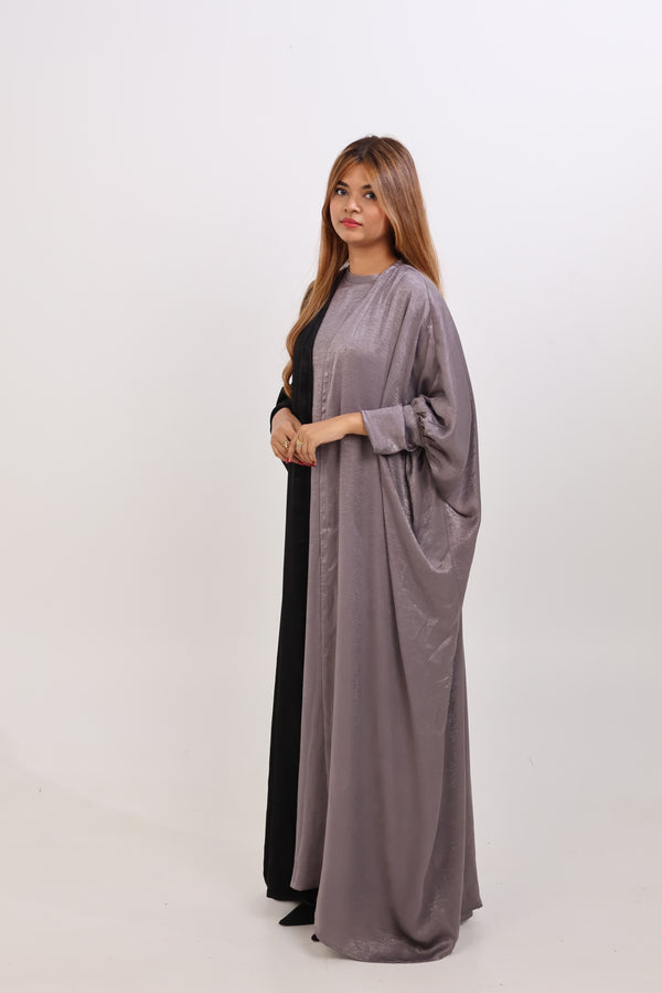 ELAF DUAL TONE ABAYA - BLACK AND SILVER