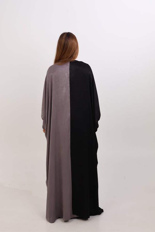 ELAF DUAL TONE ABAYA - BLACK AND SILVER