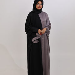 ELAF DUAL TONE ABAYA - BLACK AND SILVER