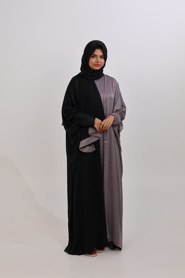 ELAF DUAL TONE ABAYA - BLACK AND SILVER