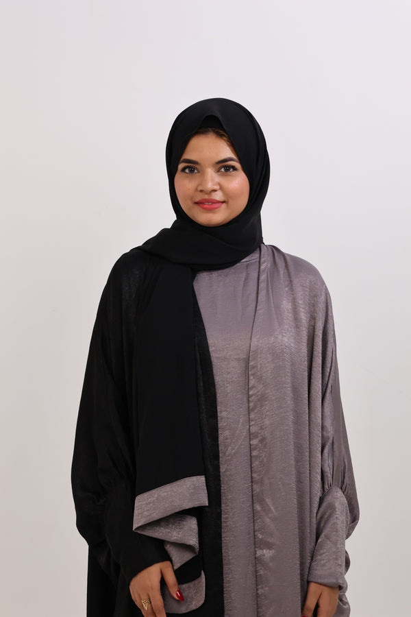 ELAF DUAL TONE ABAYA - BLACK AND SILVER