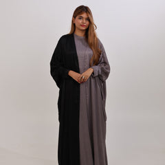 ELAF DUAL TONE ABAYA - BLACK AND SILVER