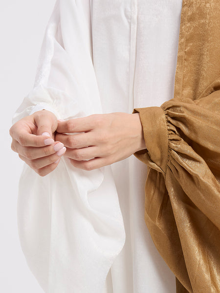 ELAF DUAL TONE ABAYA - GOLD & IVORY