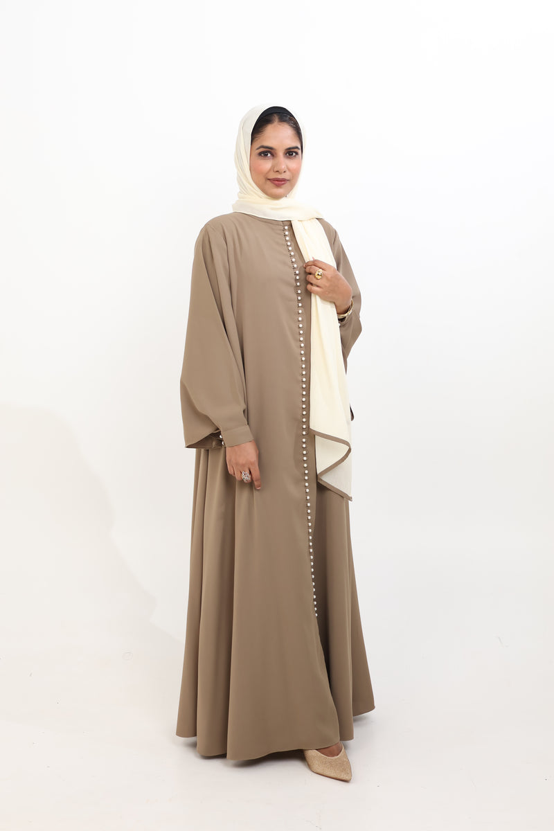NORA PEARL BUTTON ABAYA / DRESS LONG DRESS  - WITH HIJAB