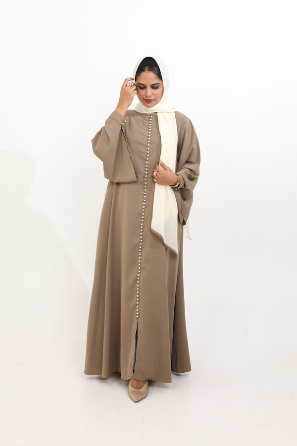 NORA PEARL BUTTON ABAYA / DRESS LONG DRESS  - WITH HIJAB