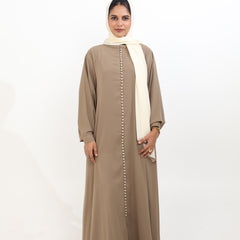 NORA PEARL BUTTON ABAYA / DRESS LONG DRESS  - WITH HIJAB