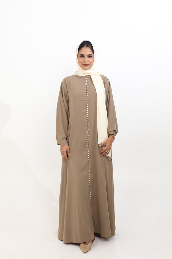 NORA PEARL BUTTON ABAYA / DRESS LONG DRESS  - WITH HIJAB