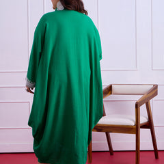 Anya Linen Cowl Dress - Emerald Green