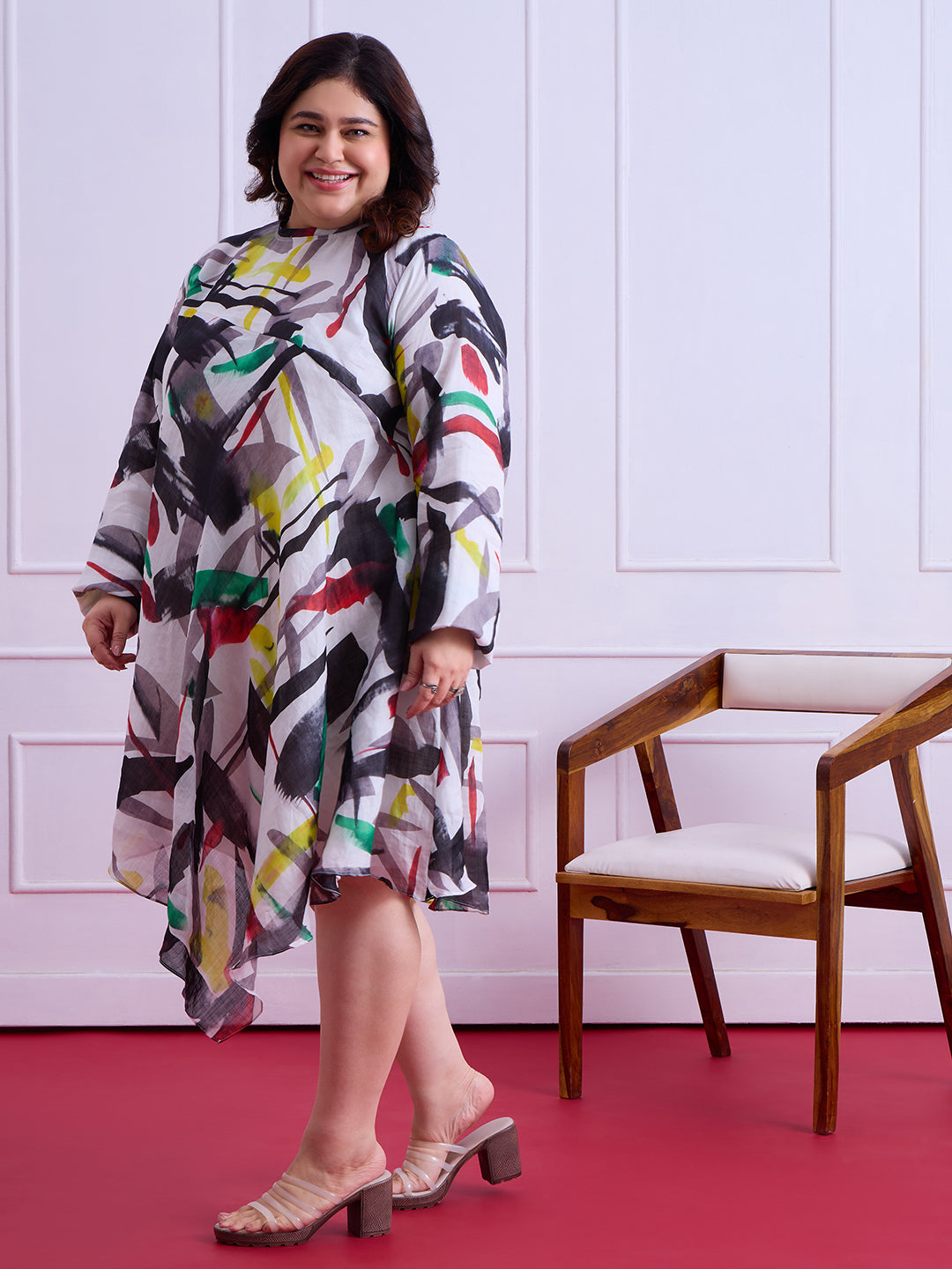 Ziva Abstract Linen Dress