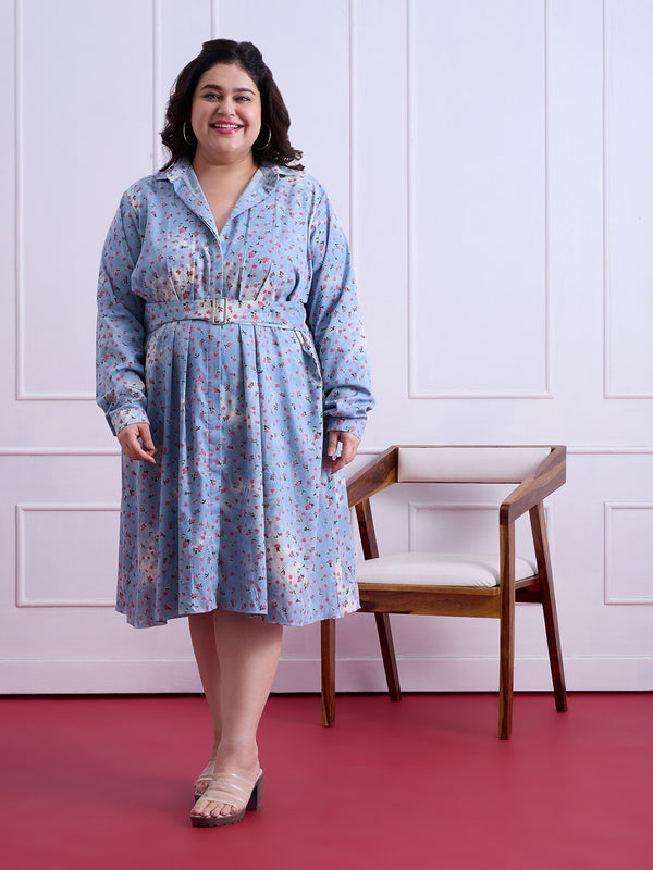 FLORA DENIM COTTON DRESS