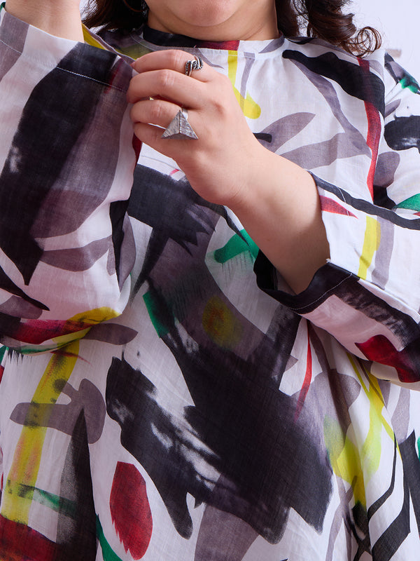 Ziva Abstract Linen Dress