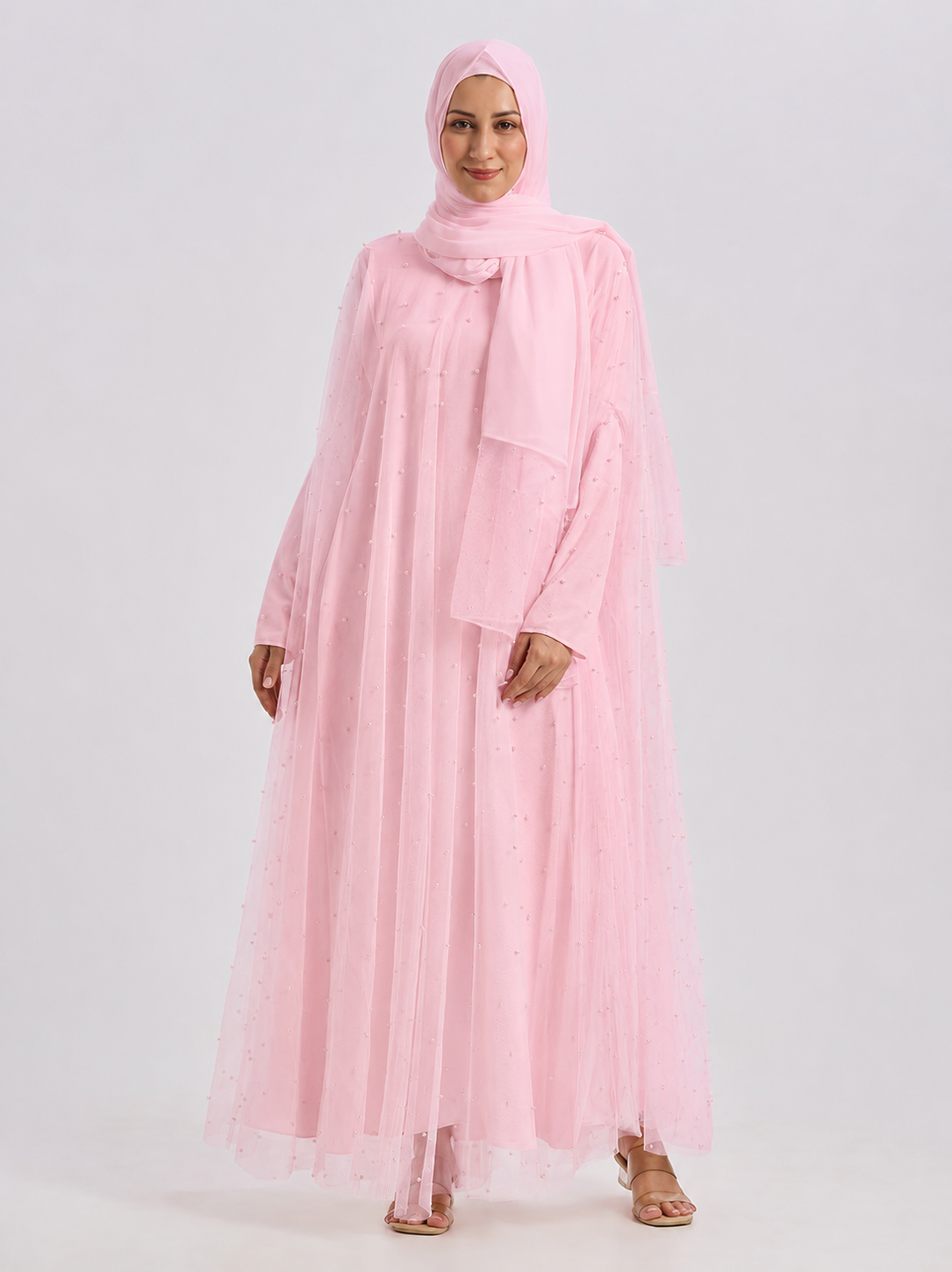 Sophia Pearl Abaya - Pink