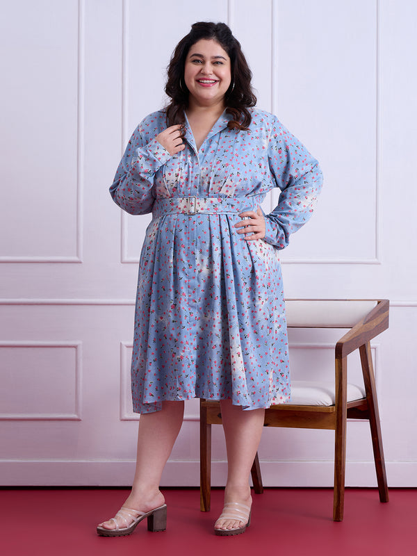 FLORA DENIM COTTON DRESS