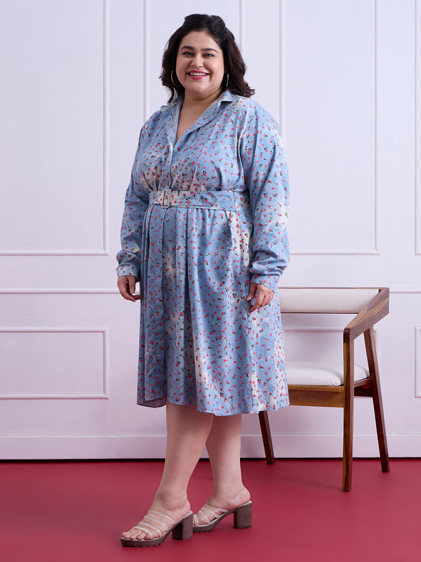 FLORA DENIM COTTON DRESS
