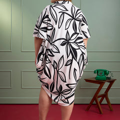 LEAFY BREEZE COWL DRESS