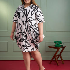 LEAFY BREEZE COWL DRESS