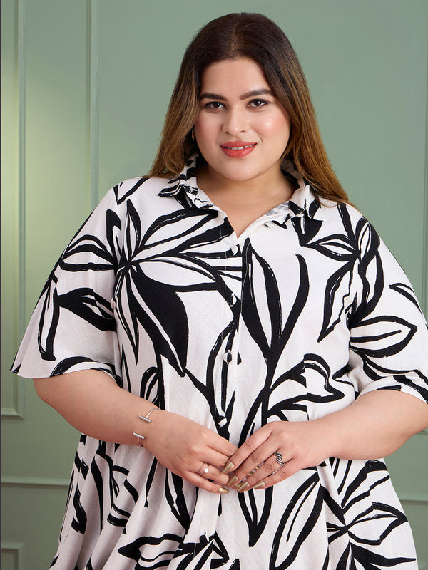 LEAFY BREEZE COWL DRESS