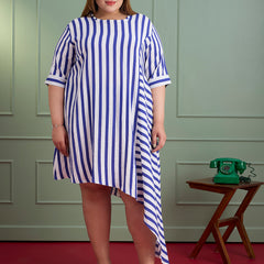 MARINE STRIPE FLOW DRESSS