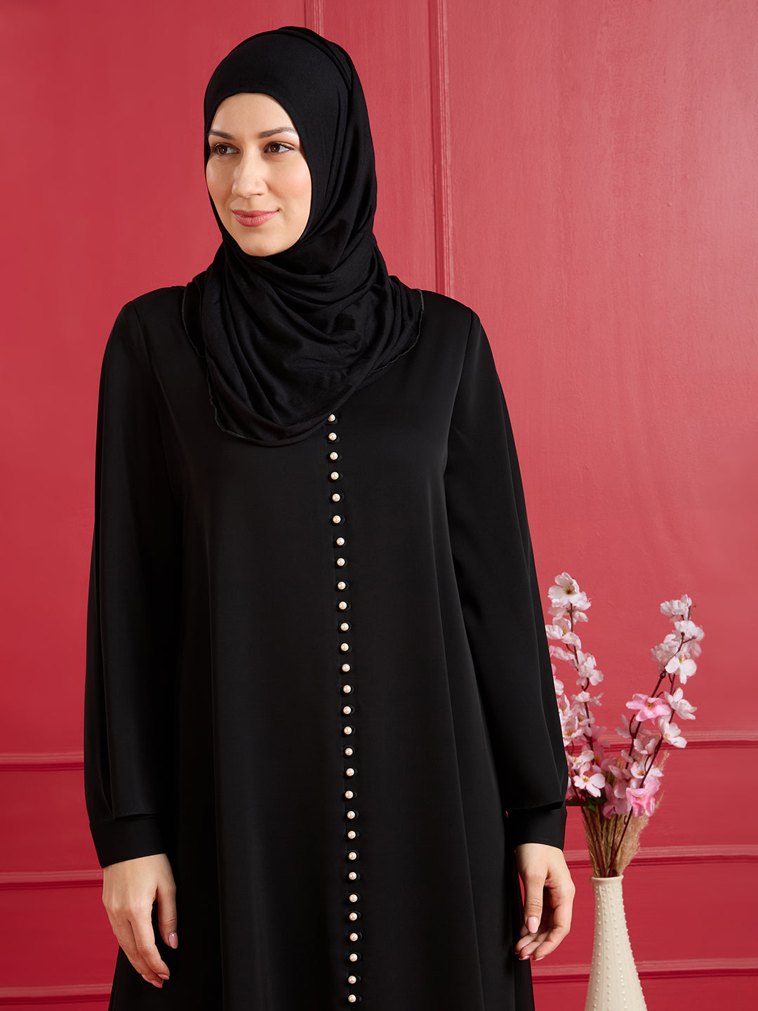 NORA PEARL ABAYA - JET BLACK