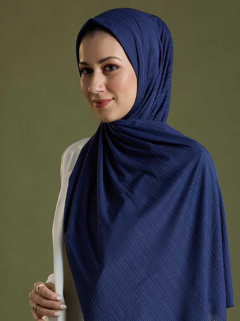 NAVY RIBBED HIJAB