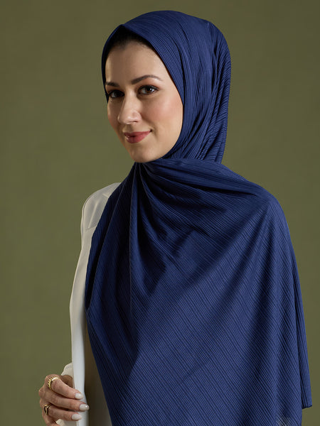 NAVY RIBBED HIJAB