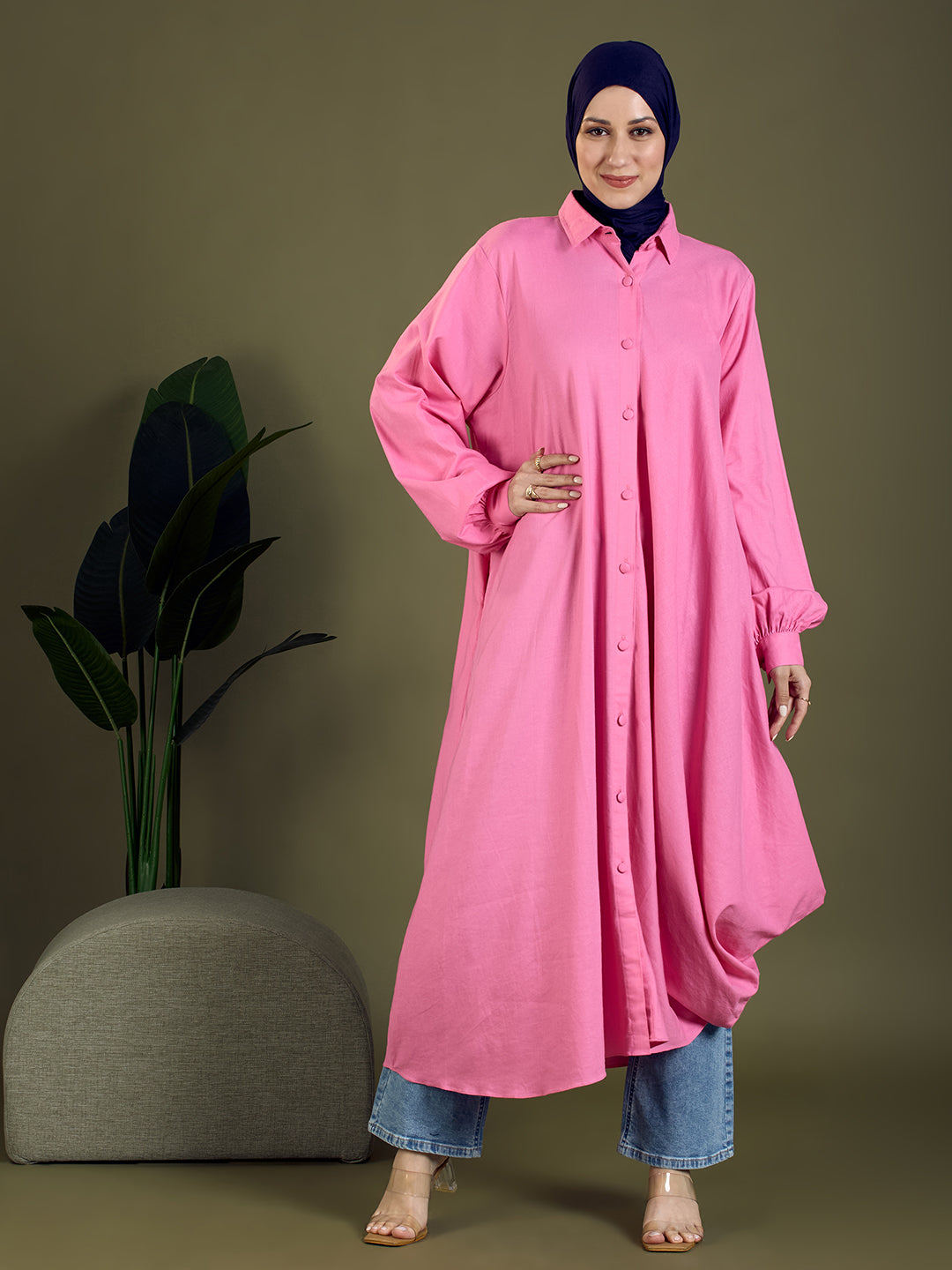 Fuchsia Flow Shirt Dress