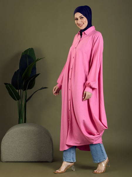 FUCHSIA FLOW SHIRT DRESS