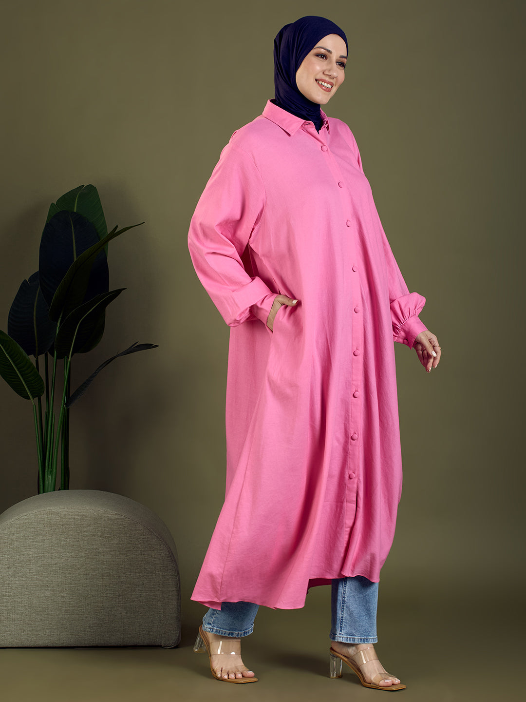 Fuchsia Flow Shirt Dress