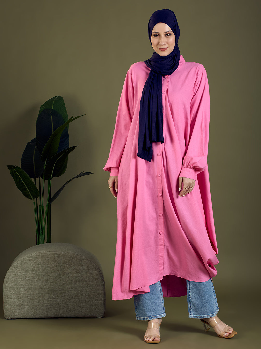 Fuchsia Flow Shirt Dress