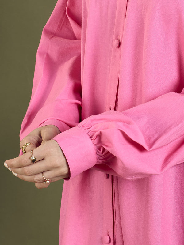 Fuchsia Flow Shirt Dress