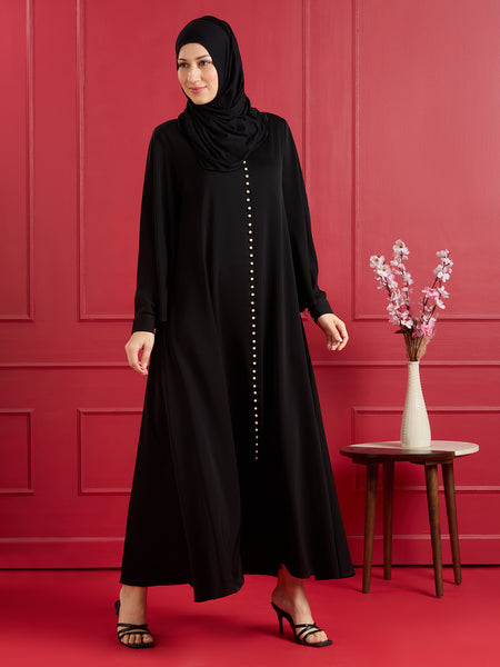 NORA PEARL ABAYA - JET BLACK