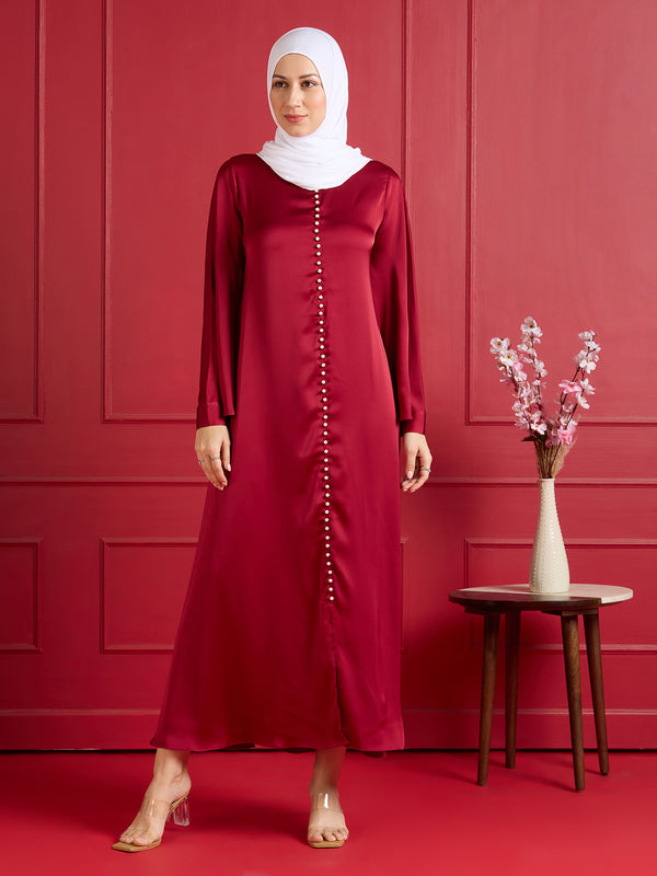 NORA PEARL ABAYA - CRIMSON RED