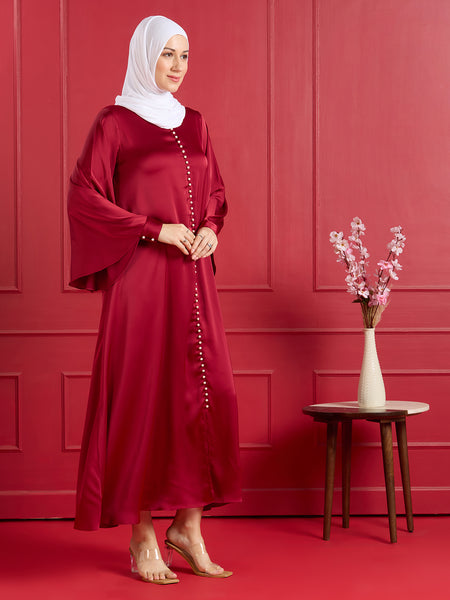 NORA PEARL ABAYA - CRIMSON RED