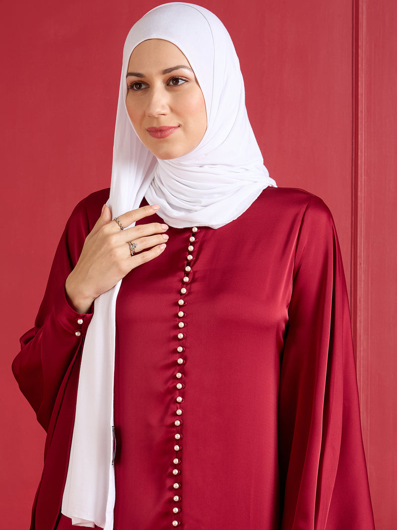 NORA PEARL ABAYA - CRIMSON RED