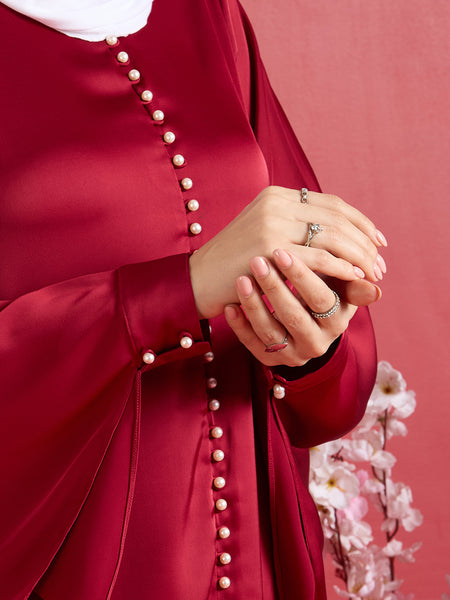 NORA PEARL ABAYA - CRIMSON RED