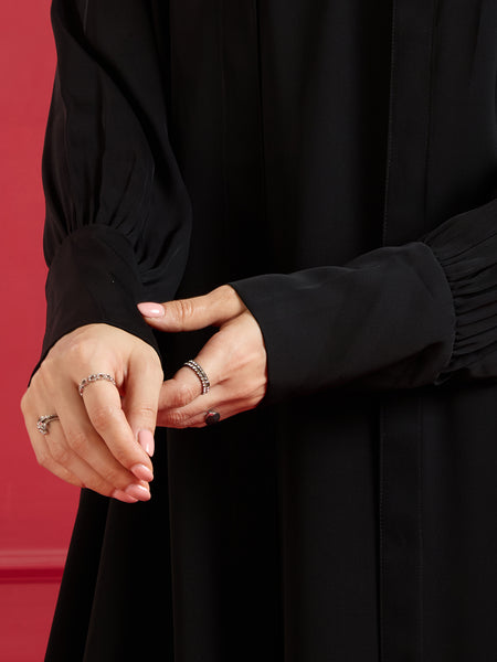 Elena Jacket Abaya Set - Jet Black