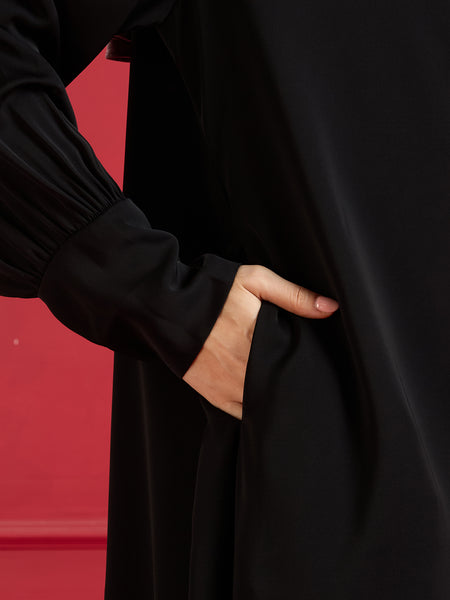 Elena Jacket Abaya Set - Jet Black