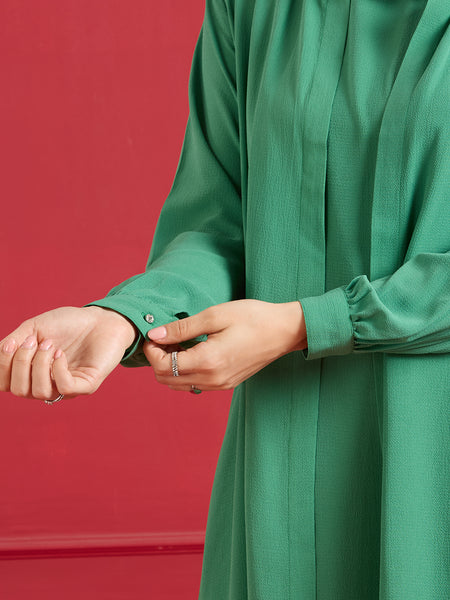 Elena Jacket Abaya Set – Emerald Green