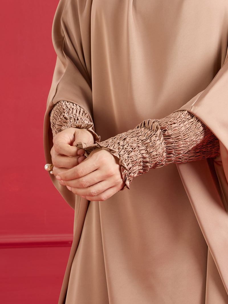 Noura Diamond Satin Jilbab – Caramel
