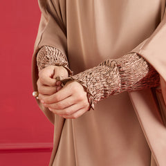 Noura Diamond Satin Jilbab – Caramel